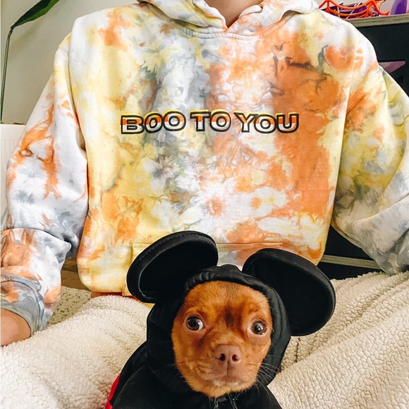 Boo To You Halloween Candy Corn Tie Dye Hoodie Large - Picture 1 of 5